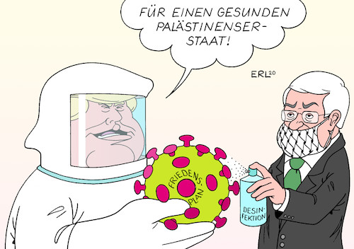 Cartoon: Palästinenserstaat (medium) by Erl tagged politik,nahost,konflikt,nahostkonflikt,donald,trump,präsident,usa,friedensplan,einseitig,parteiisch,ungerecht,vorteil,israel,nachteil,kapitulation,palästinenser,staat,abbas,mundschutz,desinfektion,coronavirus,karikatur,erl,politik,nahost,konflikt,nahostkonflikt,donald,trump,präsident,usa,friedensplan,einseitig,parteiisch,ungerecht,vorteil,israel,nachteil,kapitulation,palästinenser,staat,abbas,mundschutz,desinfektion,coronavirus,karikatur,erl