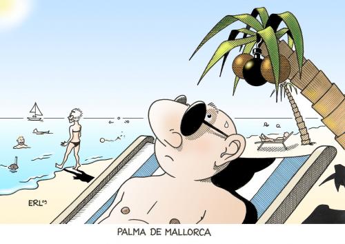 Cartoon: Palma de Mallorca (medium) by Erl tagged palma,de,mallorca,bombe,terror,eta,baskenland,urlaub,ferien,touristen,tourismus,spanien,palma de mallorca,bombe,terror,terrorismus,eta,baskenland,urlaub,ferien,touristen,tourismus,spanien,palma,de,mallorca