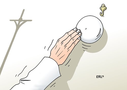 Cartoon: Papst (medium) by Erl tagged rücktritt,sechzehnte,xvi,benedikt,papst,alter,karft,krankheit,körper,geist,hut,kreuz,papst,benedikt,xvi,sechzehnte,rücktritt,alter,karft,krankheit,körper,geist,hut,kreuz