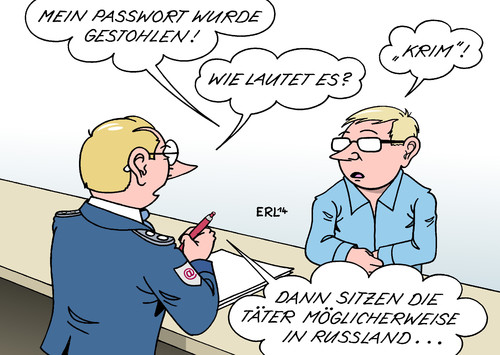 Cartoon: Passwort 1 (medium) by Erl tagged internet,account,konto,passwort,diebstahl,daten,krim,russland,internet,account,konto,passwort,diebstahl,daten,krim,russland