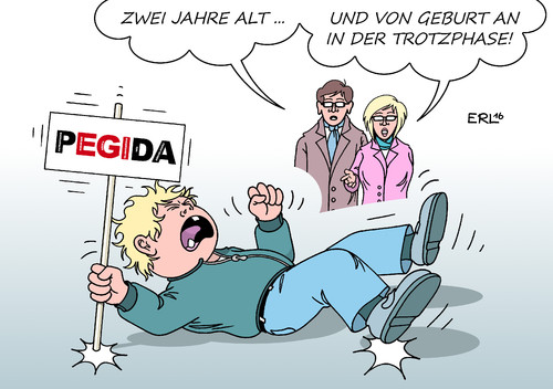 Cartoon: Pegida (medium) by Erl tagged pegida,demonstration,montag,dresden,rechtspopulismus,rechtsextremismus,islamfeindlichkeit,opposition,politik,etablierte,parteien,zwei,jahre,geburtstag,trotzphase,kind,mann,frau,karikatur,erl,pegida,demonstration,montag,dresden,rechtspopulismus,rechtsextremismus,islamfeindlichkeit,opposition,politik,etablierte,parteien,zwei,jahre,geburtstag,trotzphase,kind,mann,frau,karikatur,erl