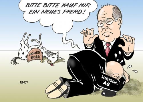 Cartoon: Pferd (medium) by Erl tagged wirtschaft,ag,hilfspakete,finanzhilfen,arroganz,bittsteller,steinbrück,cartoon,cartoons,wirtschaft,ag,hilfspakete,finanzhilfen,arroganz,bittsteller,perr steinbrück,wirtschaftskrise,finanzkrise,perr,steinbrück,pfer