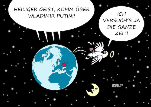 Cartoon: Pfingsten 2022 (medium) by Erl tagged politik,krieg,überfall,angriff,wladimir,putin,russland,ukraine,pfingsten,heiliger,geist,taube,frieden,rückschlag,erde,mond,sterne,all,karikatur,erl,politik,krieg,überfall,angriff,wladimir,putin,russland,ukraine,pfingsten,heiliger,geist,taube,frieden,rückschlag,erde,mond,sterne,all,karikatur,erl