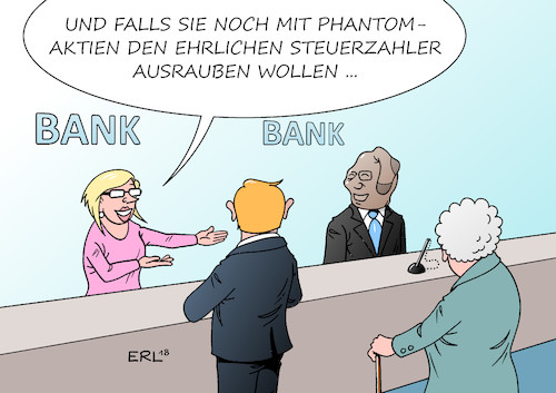 Cartoon: Phantom-Aktien (medium) by Erl tagged politik,finanzen,finanzwirtschaft,bank,banken,angebot,kunden,reiche,phantom,aktien,phantomaktien,steuererstattung,unrecht,raub,steuerraub,steuerzahler,ehrlichkeit,geld,gier,geldgier,karikatur,erl,politik,finanzen,finanzwirtschaft,bank,banken,angebot,kunden,reiche,phantom,aktien,phantomaktien,steuererstattung,unrecht,raub,steuerraub,steuerzahler,ehrlichkeit,geld,gier,geldgier,karikatur,erl