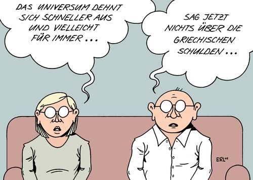 Cartoon: Physik-Nobelpreis (medium) by Erl tagged euro,schulden,krise,griechenland,rettungsschirm,physiknobelpreis,universum,ausdehnung,schneller,unendlich,euro,krise,griechenland,rettungsschirm,physiknobelpreis,universum,ausdehnung,schneller