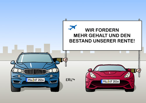 Cartoon: Pilotendemo (medium) by Erl tagged streik,pilot,piloten,lufthansa,geld,rente,ruhestand,niveau,gier,flughafen,flugzeug,auto,demo,demonstration,streik,pilot,piloten,lufthansa,geld,rente,ruhestand,niveau,gier,flughafen,flugzeug,auto,demo,demonstration