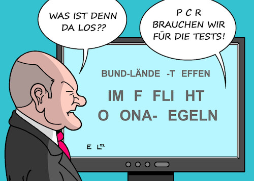 Cartoon: Priorisierung (medium) by Erl tagged politik,corona,virus,pandemie,covid19,fünfte,welle,omikron,anstieg,fallzahlen,neuinfektionen,inzidenz,knappheit,pcr,tests,bund,länder,treffen,bundeskanzler,olaf,scholz,ministerpräsidentinnen,ministerpräsidenten,videokonfernz,virtuell,pc,karikatur,erl,politik,corona,virus,pandemie,covid19,fünfte,welle,omikron,anstieg,fallzahlen,neuinfektionen,inzidenz,knappheit,pcr,tests,bund,länder,treffen,bundeskanzler,olaf,scholz,ministerpräsidentinnen,ministerpräsidenten,videokonfernz,virtuell,pc,karikatur,erl