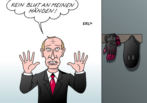 Cartoon: Putin (medium) by Erl tagged ukraine,krieg,ostukraine,abschuss,absturz,flugzeug,passagierflugzeug,russland,putin,unschuld,prorussische,separatisten,blut,hände,handschuhe,maske,ukraine,krieg,ostukraine,abschuss,absturz,flugzeug,passagierflugzeug,russland,putin,unschuld,prorussische,separatisten,blut,hände,handschuhe,maske