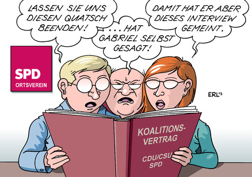 Cartoon: Quatsch (medium) by Erl tagged spd,sigmar,gabriel,interview,heute,journal,marietta,slomka,quatsch,wortgefecht,koalitionsvertrag,große,koalition,schwarz,rot,cdu,csu,abstimmung,basis,werbung,regionalkonferenz,ortsverein,mitglieder,spd,sigmar,gabriel,interview,heute,journal,marietta,slomka,quatsch,wortgefecht,koalitionsvertrag,große,koalition,schwarz,rot,cdu,csu,abstimmung,basis,werbung,regionalkonferenz,ortsverein,mitglieder