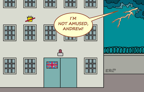 Cartoon: Queen (medium) by Erl tagged politik,monarchie,großbritannien,uk,festnahme,verhaftung,andrew,sohn,queen,elizabeth,ii,not,amused,himmel,blitz,donner,gewitter,karikatur,erl,politik,monarchie,großbritannien,uk,festnahme,verhaftung,andrew,sohn,queen,elizabeth,ii,not,amused,himmel,blitz,donner,gewitter,karikatur,erl