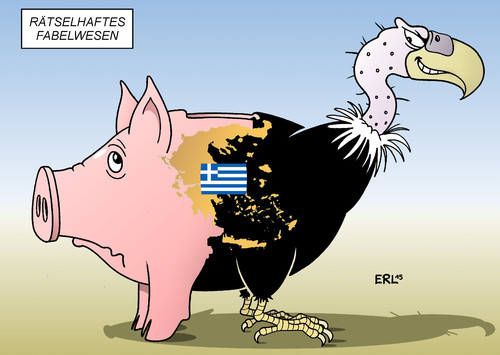 Cartoon: Rätselhaftes Fabelwesen (medium) by Erl tagged griechenland,schulden,euro,hilfspaket,kredit,armut,pleite,information,verwirrung,sparkurs,tsipras,varoufakis,regierung,links,rechts,sparschwein,pleitegeier,fabelwesen,karikatur,erl,griechenland,schulden,euro,hilfspaket,kredit,armut,pleite,information,verwirrung,sparkurs,tsipras,varoufakis,regierung,links,rechts,sparschwein,pleitegeier,fabelwesen