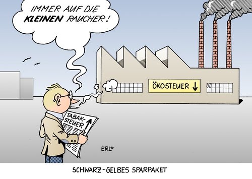 Cartoon: Raucher (medium) by Erl tagged sparpaket,cdu,csu,fdp,scharz,gelb,ökosteuer,senkung,industrie,tabaksteuer,erhöhung,normalverbraucher,klein,groß,industrierabatte,ökosteuerentlastung,raucher,tabaksteuer,rauchen,tabak,industrie,öko,sparpaket,cdu,csu,fdp,scharz,gelb,ökosteuer,senkung,erhöhung,normalverbraucher