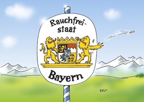 Cartoon: Rauchverbot (medium) by Erl tagged rauchverbot,bayern,volksentscheid,rauchen,wirtschaft,kneipe,demokratie,mehrheit,rauchverbot,bayern,volksentscheid,rauchen,wirtschaft,kneipe,demokratie,mehrheit,gesundheit