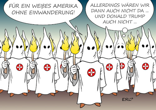 Cartoon: Rechtes Amerika (medium) by Erl tagged usa,präsident,donald,trump,rechtspopulismus,twitter,choleriker,hitzkopf,rechtsextremismus,neonazis,aufmarsch,charlottesville,gegendemonstration,todesopfer,anschlag,auto,reaktion,wegducken,wähler,klientel,rechtsradikalismus,rassismus,altright,bewegung,ku,klux,klan,weiß,einwanderung,logik,geschichte,karikatur,erl,usa,präsident,donald,trump,rechtspopulismus,twitter,choleriker,hitzkopf,rechtsextremismus,neonazis,aufmarsch,charlottesville,gegendemonstration,todesopfer,anschlag,auto,reaktion,wegducken,wähler,klientel,rechtsradikalismus,rassismus,altright,bewegung,ku,klux,klan,weiß,einwanderung,logik,geschichte,karikatur,erl