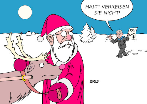 Cartoon: Reisen (medium) by Erl tagged politik,corona,virus,pandemie,covid19,zweite,welle,lockdown,fallzahlen,hoch,lothar,wieler,rki,robert,koch,institut,warnung,reisen,verreisen,weihnachten,weihnachtsmann,rentier,geschenke,karikatur,erl,politik,corona,virus,pandemie,covid19,zweite,welle,lockdown,fallzahlen,hoch,lothar,wieler,rki,robert,koch,institut,warnung,reisen,verreisen,weihnachten,weihnachtsmann,rentier,geschenke,karikatur,erl