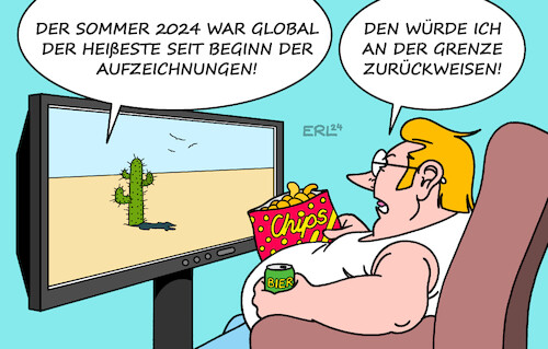 Cartoon: Rekordsommer (medium) by Erl tagged politik,klimawandel,erderwärmung,sommer,rekord,migration,zurückweisung,grenze,karikatur,erl,politik,klimawandel,erderwärmung,sommer,rekord,migration,zurückweisung,grenze,karikatur,erl