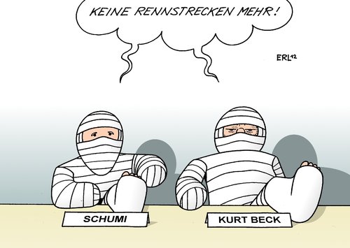 Cartoon: Rennstrecken (medium) by Erl tagged nürburgring,freizeitpark,pleite,milliarden,euro,rheinland,pfalz,ministerpräsident,kurt,beck,rücktritt,spd,formel,michael,schumacher,mercedes,vertrag,rauswurf,nürburgring,freizeitpark,pleite,milliarden,euro,rheinland,pfalz,ministerpräsident,kurt,beck,rücktritt,spd,formel,michael,schumacher,mercedes,vertrag,rauswurf