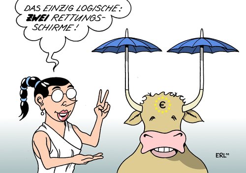 Cartoon: Rettungsschirme (medium) by Erl tagged eu,euro,schulden,krise,rettungsschirm,hebel,versagen,zwei,rettungsschirme,gleichzeitig,geld,währung,europa,stier,eu,euro,schulden,krise,rettungsschirm,hebel,versagen,rettungsschirme,gleichzeitig,geld,währung,europa