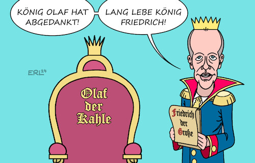 Cartoon: Royale Träume (medium) by Erl tagged politik,monarchie,dänemark,abdankung,königin,margrethe,ii,thronfolge,könig,frederik,thron,deutschland,bundeskanzler,olaf,scholz,oppositionsführer,friedrich,merz,forderung,neuwahlen,karikatur,erl,politik,monarchie,dänemark,abdankung,königin,margrethe,ii,thronfolge,könig,frederik,thron,deutschland,bundeskanzler,olaf,scholz,oppositionsführer,friedrich,merz,forderung,neuwahlen,karikatur,erl