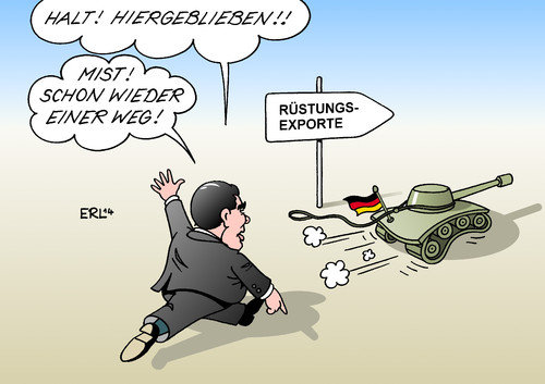 Cartoon: Rüstungsexporte (medium) by Erl tagged rüstungsexport,rüstungsexporte,wirtschaftsminister,gabriel,einschränkung,verkauf,export,hoch,waffen,panzer,rüstung,krieg,krisengebiet,rüstungsexport,rüstungsexporte,wirtschaftsminister,gabriel,einschränkung,verkauf,export,hoch,waffen,panzer,rüstung,krieg,krisengebiet