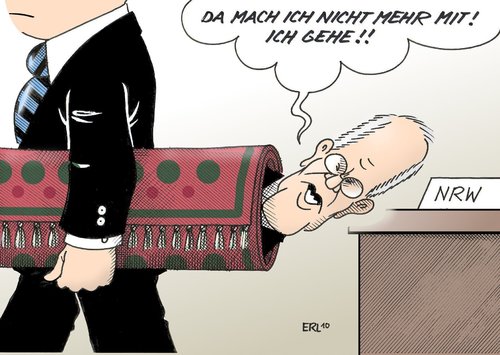 Cartoon: Rüttgers (medium) by Erl tagged rüttgers,nrw,cdu,ministerpräsident,wahl,rückzug,minderheitsregierung,spd,grüne,rot,grün,rüttgers,nrw,cdu,ministerpräsident,wahl,wahlen,minderheitsregierung,spd,grüne,rot,grün,rückzug