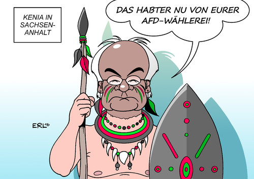 Cartoon: Sachsen-Anhalt (medium) by Erl tagged sachsen,anhalt,landtagswahlen,ministerpräsident,reiner,haseloff,koalition,cdu,spd,die,grünen,schwarz,rot,grün,kenia,afrika,afd,wähler,rechtspopulismus,fremdenfeindlichkeit,quittung,karikatur,erl,sachsen,anhalt,landtagswahlen,ministerpräsident,reiner,haseloff,koalition,cdu,spd,die,grünen,schwarz,rot,grün,kenia,afrika,afd,wähler,rechtspopulismus,fremdenfeindlichkeit,quittung,karikatur,erl