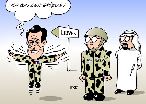 Cartoon: Sarkozy (medium) by Erl tagged sarkozy,frankreich,führung,nato,un,arabische,liga,libyen,flugverbot,luftangriff,gaddafi,diktator,revolution,rebellen,sarkozy,frankreich,führung,nato,un,arabische,liga,libyen,flugverbot,luftangriff,diktator