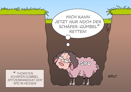 Cartoon: Schäfer-Gümbel (medium) by Erl tagged politik,landtagswahl,bayern,spd,desaster,bundesvorsitzende,andrea,nahles,druck,hoffnung,hessen,spitzenkandidat,thorsten,schäfer,gümbel,ergebnis,auswirkungen,große,koalition,berlin,schaf,grube,rettung,karikatur,erl,politik,landtagswahl,bayern,spd,desaster,bundesvorsitzende,andrea,nahles,druck,hoffnung,hessen,spitzenkandidat,thorsten,schäfer,gümbel,ergebnis,auswirkungen,große,koalition,berlin,schaf,grube,rettung,karikatur,erl