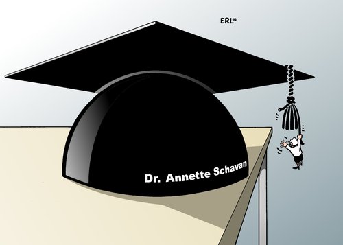 Cartoon: Schavan (medium) by Erl tagged bildungsministerin,bundesbildungsministerin,annette,schavan,doktorarbeit,plagiat,verdacht,doktorhut,doktortitel,abgrund,bildungsministerin,bundesbildungsministerin,annette,schavan,doktorarbeit,plagiat,verdacht,doktorhut,doktortitel,abgrund