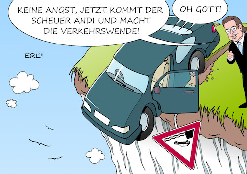 Cartoon: Scheuer Andi (medium) by Erl tagged politik,klima,klimawandel,erderwärmung,co2,bundesregierung,groko,cdu,csu,spd,klimapolitik,klimaschutz,klimaziele,versagen,verkehr,verkehrswende,elektroauto,elektromobilität,wasserstoffauto,verkehrsminister,andreas,scheuer,konzept,ideen,karikatur,erl,politik,klima,klimawandel,erderwärmung,co2,bundesregierung,groko,cdu,csu,spd,klimapolitik,klimaschutz,klimaziele,versagen,verkehr,verkehrswende,elektroauto,elektromobilität,wasserstoffauto,verkehrsminister,andreas,scheuer,konzept,ideen,karikatur,erl