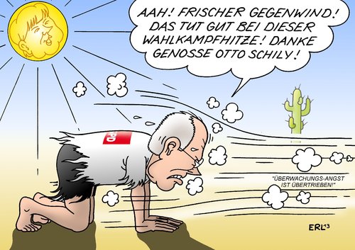 Cartoon: Schily hilft Steinbrück (medium) by Erl tagged spd,kanzlerkandidat,peer,steinbrück,wahlkampf,wahlkampfthema,nsa,ausspähskandal,überwachung,usa,eu,deutschland,geheimdienst,ex,innenminister,otto,schily,angst,übertreibung,gegenwind,wüste,sonne,hitze,bundeskanzlerin,angela,merkel,spd,kanzlerkandidat,peer,steinbrück,wahlkampf,wahlkampfthema,nsa,ausspähskandal,überwachung,usa,eu,deutschland,geheimdienst,ex,innenminister,otto,schily,angst,übertreibung,gegenwind,wüste,sonne,hitze,bundeskanzlerin,angela,merkel