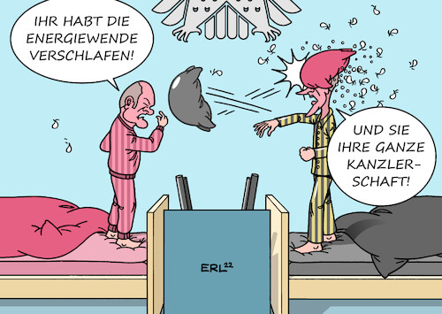 Cartoon: Schlafabtausch im Bundestag (medium) by Erl tagged politik,bundestag,debatte,regierung,ampel,bundeskanzler,olaf,scholz,spd,opposition,friedrich,merz,cdu,vorwurf,energiewende,verschlafen,kanzlerschaft,bett,aufwachen,kissenschlacht,rededuell,karikatur,erl,politik,bundestag,debatte,regierung,ampel,bundeskanzler,olaf,scholz,spd,opposition,friedrich,merz,cdu,vorwurf,energiewende,verschlafen,kanzlerschaft,bett,aufwachen,kissenschlacht,rededuell,karikatur,erl