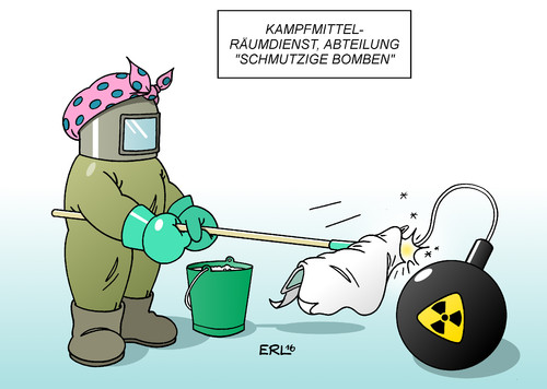 Cartoon: Schmutzige Bombe (medium) by Erl tagged terrorismus,terror,schmutzige,bombe,gefahr,radioaktivität,abwehr,schutz,nukleargipfel,washington,usa,präsident,obama,schmutz,sauberkeit,putzmann,putzfrau,kopftuch,schrubber,putzlappen,lappen,eimer,kampfmittelräumdienst,karikatur,erl,terrorismus,terror,schmutzige,bombe,gefahr,radioaktivität,abwehr,schutz,nukleargipfel,washington,usa,präsident,obama,schmutz,sauberkeit,putzmann,putzfrau,kopftuch,schrubber,putzlappen,lappen,eimer,kampfmittelräumdienst,karikatur,erl