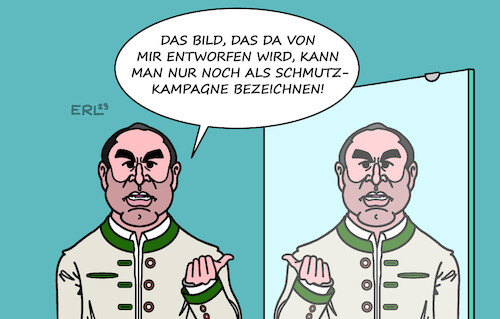 Cartoon: Schmutzkampagne (medium) by Erl tagged politik,bayern,freie,wähler,vorsitzender,hubert,aiwanger,vorwurf,schüler,flugblatt,hetzschrift,antisemitismus,behauptung,verfasser,bruder,rechtsextremismus,rechtspopulismus,schmutzkampagne,süddeutsche,zeitung,landtagswahl,regierung,csu,grüne,journalismus,standards,spiegelbild,karikatur,erl,politik,bayern,freie,wähler,vorsitzender,hubert,aiwanger,vorwurf,schüler,flugblatt,hetzschrift,antisemitismus,behauptung,verfasser,bruder,rechtsextremismus,rechtspopulismus,schmutzkampagne,süddeutsche,zeitung,landtagswahl,regierung,csu,grüne,journalismus,standards,spiegelbild,karikatur,erl