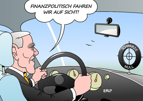 Cartoon: Schwarze Null (medium) by Erl tagged haushalt,2016,finanzminister,wolfgang,schäuble,schwarze,null,neuverschuldung,fahren,auf,sicht,ziel,fadenkreuz,finanzen,geld,einnahmen,ausgaben,karikatur,erl,haushalt,2016,finanzminister,wolfgang,schäuble,schwarze,null,neuverschuldung,fahren,auf,sicht,ziel,fadenkreuz,finanzen,geld,einnahmen,ausgaben,karikatur,erl