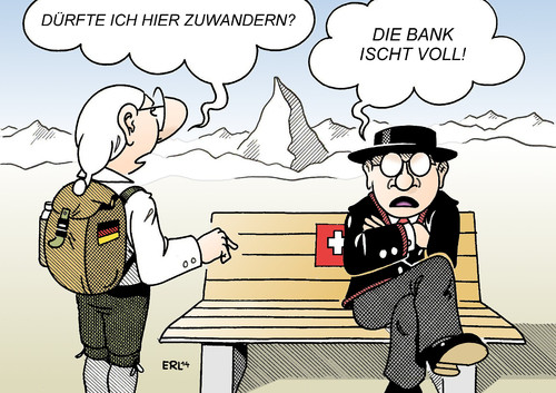 Cartoon: Schweiz (medium) by Erl tagged schweiz,volksabstimmung,abstimmung,einwanderung,einwanderungsquote,quote,kontingent,zuzug,zuwanderung,ausländer,schweiz,volksabstimmung,abstimmung,einwanderung,einwanderungsquote,quote,kontingent,zuzug,zuwanderung,ausländer