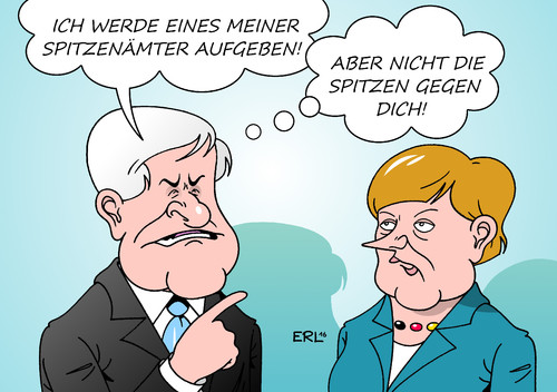 Cartoon: Seehofer Spitzenämter (medium) by Erl tagged csu,ministerpräsident,vorsitzender,horst,seehofer,spitzenämter,teilung,aufgabe,berlin,kabinett,einfluss,spitzen,stichelei,flüchtlingspolitik,angela,merkel,obergrenze,karikatur,erl,csu,ministerpräsident,vorsitzender,horst,seehofer,spitzenämter,teilung,aufgabe,berlin,kabinett,einfluss,spitzen,stichelei,flüchtlingspolitik,angela,merkel,obergrenze,karikatur,erl