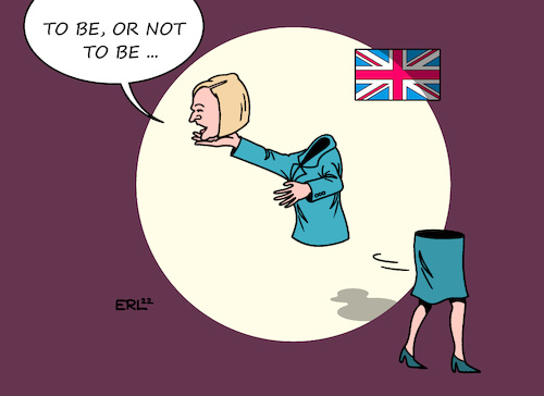 Cartoon: Sein oder Nichtsein ... (medium) by Erl tagged politik,großbritannien,gb,uk,premierministerin,liz,truss,amtszeit,kurz,desaster,steuersenkung,pläne,steuern,finanzmärkte,talfahrt,entlassung,finanzminister,innenministerin,tories,konservative,partei,forderung,absetzung,shakespeare,tragödie,hamlet,sein,oder,nichtsein,to,be,or,not,schauspiel,theater,karikatur,erl,politik,großbritannien,gb,uk,premierministerin,liz,truss,amtszeit,kurz,desaster,steuersenkung,pläne,steuern,finanzmärkte,talfahrt,entlassung,finanzminister,innenministerin,tories,konservative,partei,forderung,absetzung,shakespeare,tragödie,hamlet,sein,oder,nichtsein,to,be,or,not,schauspiel,theater,karikatur,erl