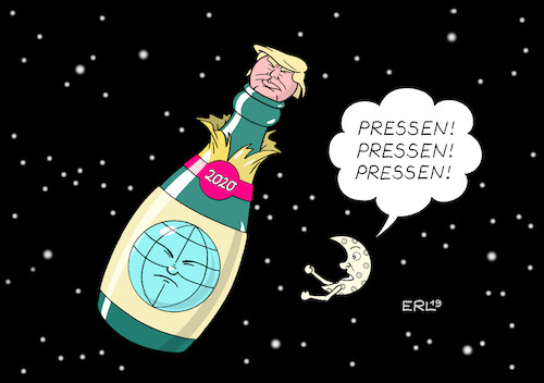 Cartoon: Sekt oder Selters (medium) by Erl tagged politik,silvester,sekt,sektflasche,korken,donald,trump,präsident,usa,impeachment,wahlen,2020,welt,erde,mond,sterne,karikatur,erl,politik,silvester,sekt,sektflasche,korken,donald,trump,präsident,usa,impeachment,wahlen,2020,welt,erde,mond,sterne,karikatur,erl