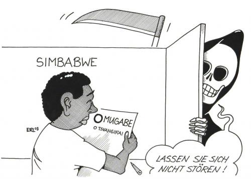 Cartoon: Simbabwe (medium) by Erl tagged simbabwe,wahl,terror,mugabe,tsvangirai,simbabwe,wahl,terror,mugabe,tsvangirai,gevatter tod,sense,afrika,warlord,unruhe,aufstand,demokratie,stamm,vereidigung,hitler,mörder,dritte welt,entwicklungsland,diktatur,militär,putsch