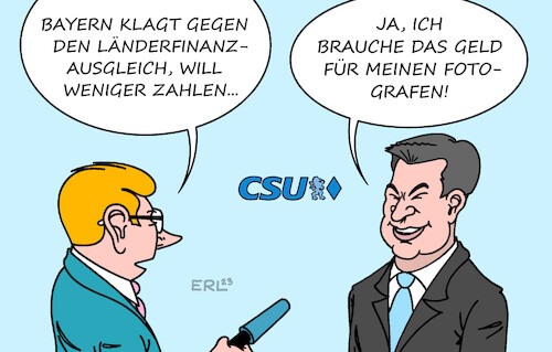 Cartoon: Söder (medium) by Erl tagged politik,bayern,csu,ministerpräsident,markus,söder,vorwurf,verschwendung,geld,fotograf,werbung,klage,länderfinanzausgleich,karikatur,erl,politik,bayern,csu,ministerpräsident,markus,söder,vorwurf,verschwendung,geld,fotograf,werbung,klage,länderfinanzausgleich,karikatur,erl