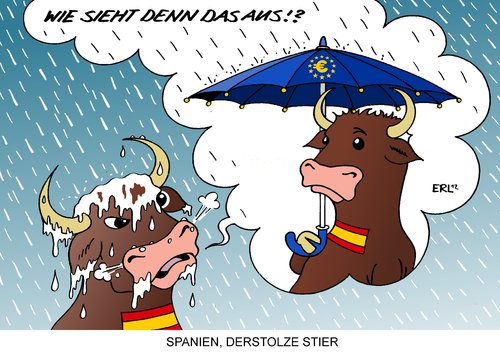 Cartoon: Spanien (medium) by Erl tagged banken,bank,spanien,krise,euro,rettungsschirm,stolz,stier,spanien,bank,banken,krise,euro,rettungsschirm,stier,stolz