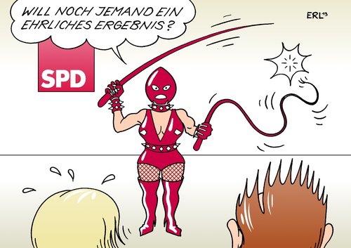 Cartoon: SPD-Wahlen (medium) by Erl tagged spd,parteitag,wahl,vorstand,vorsitz,abstrafung,ehrlich,ergebnis,bestrafung,domina,sado,maso,sm,peitsche,gerte,koalitionsverhandlungen,schwarz,rot,cdu,csu,spd,parteitag,wahl,vorstand,vorsitz,abstrafung,ehrlich,ergebnis,bestrafung,domina,sado,maso,sm,peitsche,gerte,koalitionsverhandlungen,schwarz,rot,cdu,csu