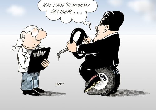 Cartoon: SPD (medium) by Erl tagged spd,zustand,katastrophal,sigmar,gabriel,tüv,spd,zustand,katastrophal,sigmar gabriel,tüv,sigmar,gabriel