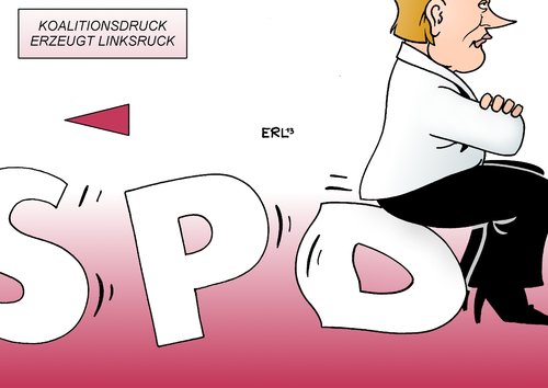 Cartoon: SPD Linke (medium) by Erl tagged spd,öffnung,links,koalition,die,linke,grüne,koalitionsverhandlungen,cdu,csu,kompromiss,inhalte,wahlversprechen,politik,wähler,bundeskanzlerin,angela,merkel,druck,ruck,linksruck,spd,öffnung,links,koalition,die,linke,grüne,koalitionsverhandlungen,cdu,csu,kompromiss,inhalte,wahlversprechen,politik,wähler,bundeskanzlerin,angela,merkel,druck,ruck,linksruck