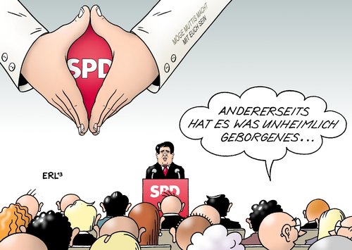 Cartoon: SPD Mutti (medium) by Erl tagged spd,partei,koalition,sondierung,cdu,csu,regierung,regierungsbildung,verhandlungen,zustimmung,basis,vorsitzender,sigmar,gabriel,bundeskanzlerin,angela,merkel,raute,hand,geborgenheit,macht,spd,partei,koalition,sondierung,cdu,csu,regierung,regierungsbildung,verhandlungen,zustimmung,basis,vorsitzender,sigmar,gabriel,bundeskanzlerin,angela,merkel,raute,hand,geborgenheit,macht