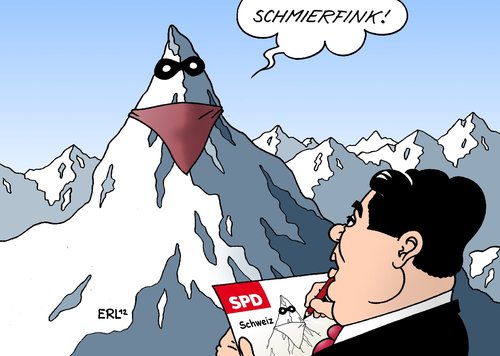 Cartoon: SPD Schweiz (medium) by Erl tagged spd,sigmar,gabriel,schweiz,bank,kriminell,schwarzgeld,steuerhinterziehung,steuer,deutschland,ankauf,cd,gestohlen,matterhorn,alpen,sigmar gabriel,spd,kriminell,bank,steuerhinterziehung,cd,sigmar,gabriel