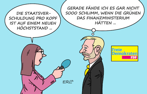 Cartoon: Staatsverschuldung (medium) by Erl tagged politik,finanzen,schulden,staat,verschuldung,staatsverschuldung,pro,kopf,höchststand,2023,finanzminister,christian,lindner,fdp,ablehnung,grüne,schuldenmacherei,festhalten,schuldenbremse,karikatur,erl,politik,finanzen,schulden,staat,verschuldung,staatsverschuldung,pro,kopf,höchststand,2023,finanzminister,christian,lindner,fdp,ablehnung,grüne,schuldenmacherei,festhalten,schuldenbremse,karikatur,erl