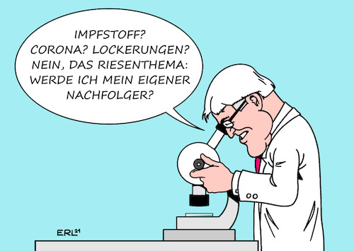 Cartoon: Steinmeier (medium) by Erl tagged politik,bundespräsident,frank,walter,steinmeier,bewerbung,zweite,amtszeit,thema,interesse,corona,virus,pandemie,covid19,lockerungen,impfstoff,impfen,impfung,ema,empfehlung,freigabe,kinder,jugendliche,karikatur,erl,politik,bundespräsident,frank,walter,steinmeier,bewerbung,zweite,amtszeit,thema,interesse,corona,virus,pandemie,covid19,lockerungen,impfstoff,impfen,impfung,ema,empfehlung,freigabe,kinder,jugendliche,karikatur,erl