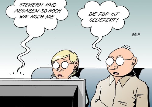 Cartoon: Steuern und Abgaben (medium) by Erl tagged steuer,steuern,abgaben,rekordhoch,geld,steuersenkung,wahlversprechen,fdp,vorsitzender,rösler,liefern,umfrage,absturz,wähler,verlust,wahlen,geliefert,finanzen,wirtschaft,steuer,steuern,abgaben,rekordhoch,geld,steuersenkung,wahlversprechen,fdp,rösler,finanzen